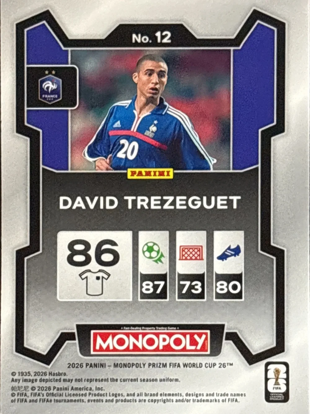 Panini Prizm David Trezeguet France Soccer Card